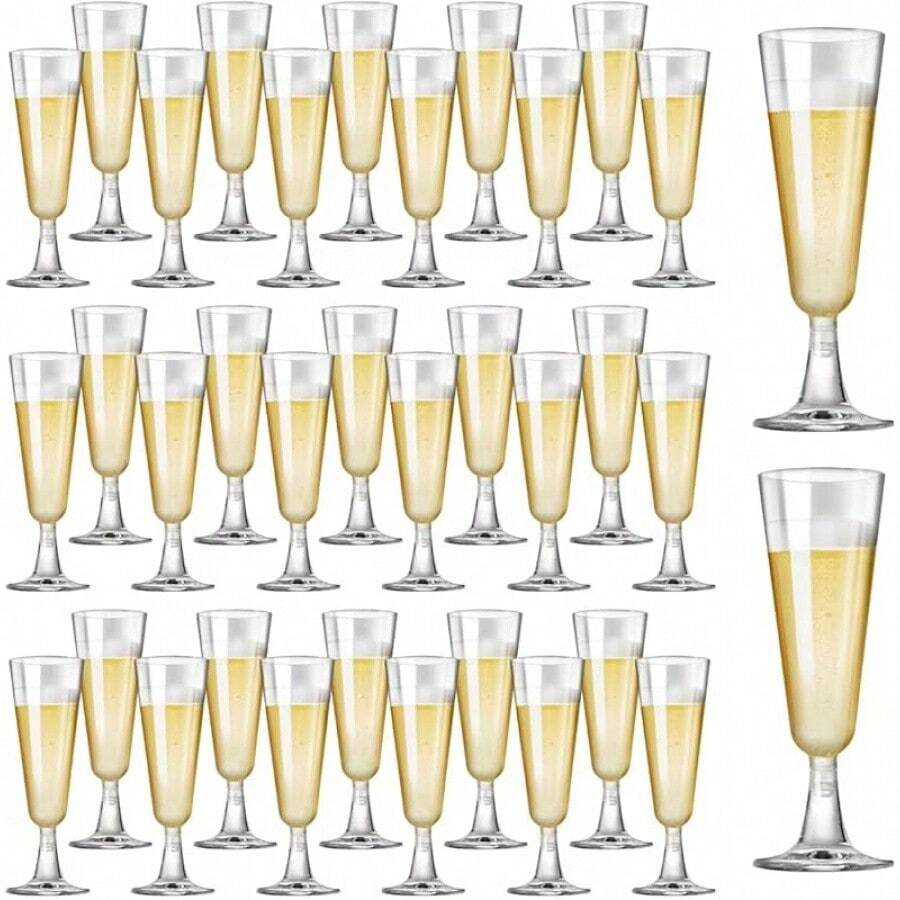 SUREHOME Plastic Champagne Flutes 40 Pack Disposable Champagne Glasses 5.5 Oz Plastic Mimosa Glasses Wedding Cocktail Cups Bulk Engagement Birthday Graduation Decorations 2025 Party Supplies