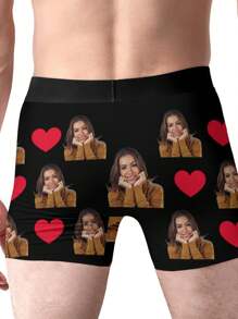 Customized Boxer Briefs For Boyfriend, Husband, Or Him – Personalized Men's Underwear With Heart Design – Funny, Cute, And Adorable Custom Boxer Shorts In Size XS-3XL – Unique Valentine's Day, Birthday, Anniversary, Or Holiday Gift