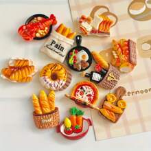 12 Pieces Of Delicious Food-Themed Fridge Magnets, Creative Decorative Magnetic Stickers For Kitchen, Home, Office And Whiteboard, Various Miniature Food Models Of Fake Bread, Pizza And Pastries For Fridge And DIY Handicrafts.