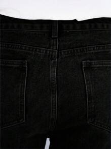 Men's Simple Solid Color Distressed Straight Leg Jeans