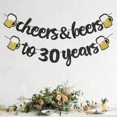 Decorações de 30º aniversário, brindes aos 30 anos, banner para homens e mulheres, suprimentos para festa de aniversário, decorações