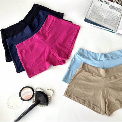 Kit 5 Shortinho Curto Feminino Calcinha Segunda Pele Anágua Moda Intima Lingerie Promoção Revenda Multicolorido tipo Cueca Feminina