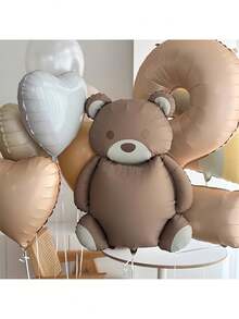 1/2/4/12 quả bóng bay hình gấu bông màu cà phê, kích thước 35 inch, làm bằng giấy bạc, thích hợp để trang trí tiệc. - Gấu nâu - Xem 3