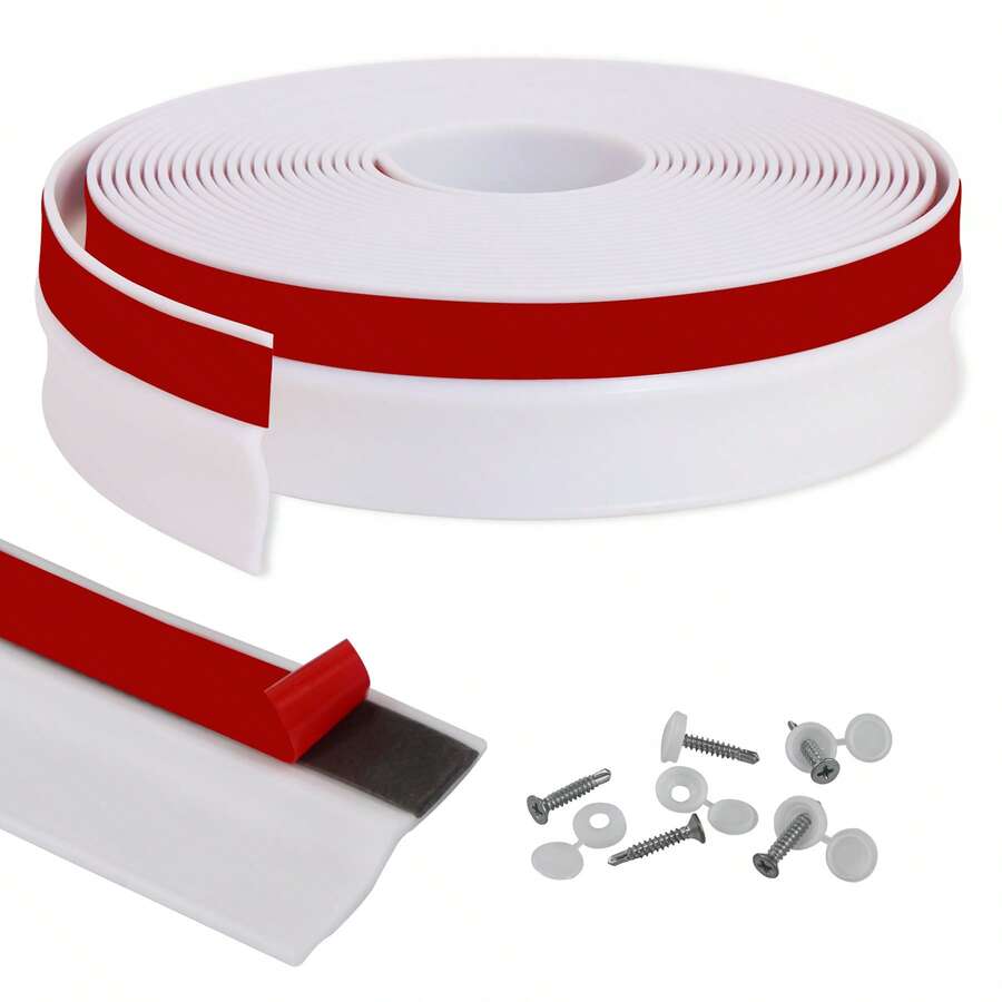 Gaahing Garage Door Top And Sides Seal Strip, Universal Weather Stripping, Self-Adhesive Weatherproof Moldings With 40 Sets Of Screws - 白色 - 查看 1