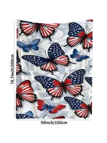 1 pieza Manta de peluche con estampado del Día de la Independencia, regalo del Día de la Independencia, manta suave y cómoda para la siesta, el aire acondicionado, regalo del Día de la Madre, picnic, camping, viaje, coche, decoración del hogar, regalo festivo