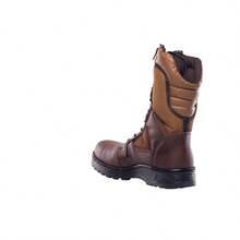 Bota Botín Para Hombre Con Casco de Acero Alta Táctica Militar Vigilante Policía Guardia Seguridad Trabajo Industrial Para Exteriores Cremallera Cierre Lateral Suela Antideslizantes Transpirables - Café - Ver 4