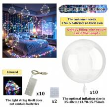10/1 Luminous LED Transparent Wave Balloon Set (Inflated Size Approximately 35cm-40cm), With 3.0-Meter (Approximately 9.84ft) LED Light String (Excluding Internal Power) Suitable For Birthday Decoration, 2025 Graduation Decoration, Wedding Decoration, Mother's Day, Room Decoration, Shooting Props (Multi-Color Optional)