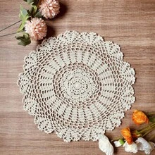 Jogos americanos de crochê feitos à mão, Porta-copos de renda boêmios redondos, Jogos de mesa de renda de 10/14 polegadas, Toalhas de mesa de renda floral vintage, Fácil de lavar para decoração de casamento, Pratos, Acessórios para casa DIY, Melhor presente, Apanhador de sonhos, Opção bege/branco