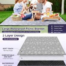 1 pièce Couverture de pique-nique avec poignée de transport, tapis de pelouse de camping portable, tapis pliable extérieur à 3 couches épaissi, style feuille grise douce et confortable, matériau en tissu Oxford résistant à l'usure, imperméable, anti-sable, résistant à l'humidité et anti-salissures, lavable en machine, couverture de parc pratique, pour voyages, randonnées, trekkings, plages enneigées et festivals de musique, jardins, patios, intérieur, extérieur, plage