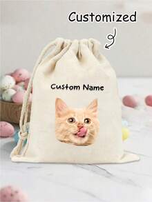 1 Stück personalisierte Katzen-Foto-Kosmetiktasche, süßes Katzen-Thema Geschenk, kleine Haustierliebhaber Reise-Kosmetiktasche, Reißverschlusstasche, geeignet für Teenager, Töchter, Schwestern, lustige Haustier-Zubehör Geburtstags-Weihnachts-Deko Kosmetik-Aufbewahrungstasche, Mini-Kosmetiktasche, Reise-Kosmetikkoffer, personalisierte Kulturtasche, leicht & bequem - Beige - Übersicht 1