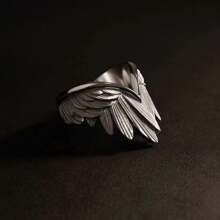 Anillo de dedo con diseño de ala de ángel, anillo ajustable para dama, para uso diario