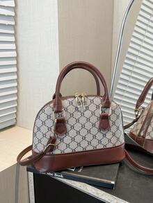 Fashionable New Shell Handbag With Retro Print, Street Style Chic Shoulder Bag, Minimalist Shell Bag For Women - Multicolor - View 13