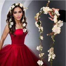 Diadema de estilo bohemio con diseño floral para mujeres: Tela de calidad artesanal, hermoso accesorio para el cabello de novia, adecuado para festivales