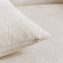 1 pieza Funda de cojín retro beige con textura de hoja 3D, funda de cojín de chenilla con textura de hoja de planta vintage y sencilla, suave y gruesa, adecuada para uso diario en el hogar, regalo de vacaciones, sofá, cama, sala de estar, silla de comedor, coche, cojines decorativos, para todas las estaciones - Beis - Ver 4