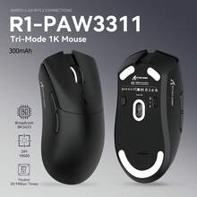 ATTACK SHARK R1 Wireless Gaming Mouse, 3-Mode Connection (2.4G/Wired/Bluetooth 5.2), 55g Lightweight Design, 18K DPI Optical Sensor, 20 Million Keystroke Lifespan, Ergonomic Design, Compatible With PC/Laptop/Windows System - Multicolor - View 2
