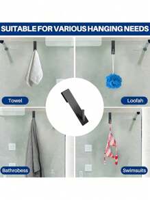 1pc Stainless Steel S-Shaped Shower Towel Bar, Suitable For Glass Door, Bathroom Bathrobe Hook,Towel Holder For Bathroom, Door Mount Towel Rack Towel Hooks For Bedroom Kitchen Pool Beach Towels Bathrobe Wall Mount Hang On The Door Cabinet Cupboard Metal Sandblasted