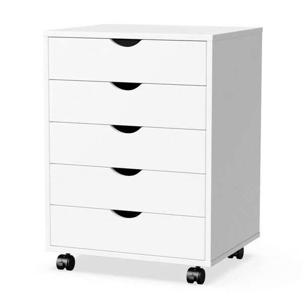 5/7-Drawer Mobile Storage Cabinet With Locking Wheels - Wooden Dresser & File Organizer For Home & Office, Durable MDF Construction, Easy Assembly,White