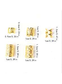 50 Stücke/Set elegante Vintage Gold Haargummis - Metall Haarflechten Perlen, elaboriertes Design, geeignet für Zöpfe, Cut Out-ovale einfarbige Haarschmuck-Set, Haarflechtendekoration | Anmutige Haargummis | Metall Haarringe, Haarschmuck