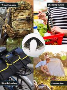 10er Pack Kleine Spannseile mit Haken, 25 cm Mini Schwarze Gummi Spannseile, Kurze Spannseile für Outdoor Camping, Elastisches Band