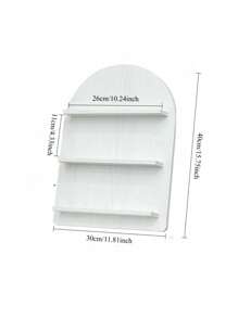 1 pieza Estante de almacenamiento de madera de estilo nórdico en tonos frescos, estante de almacenamiento de cosméticos estilo Ins, en color negro, blanco y gris con arco circular