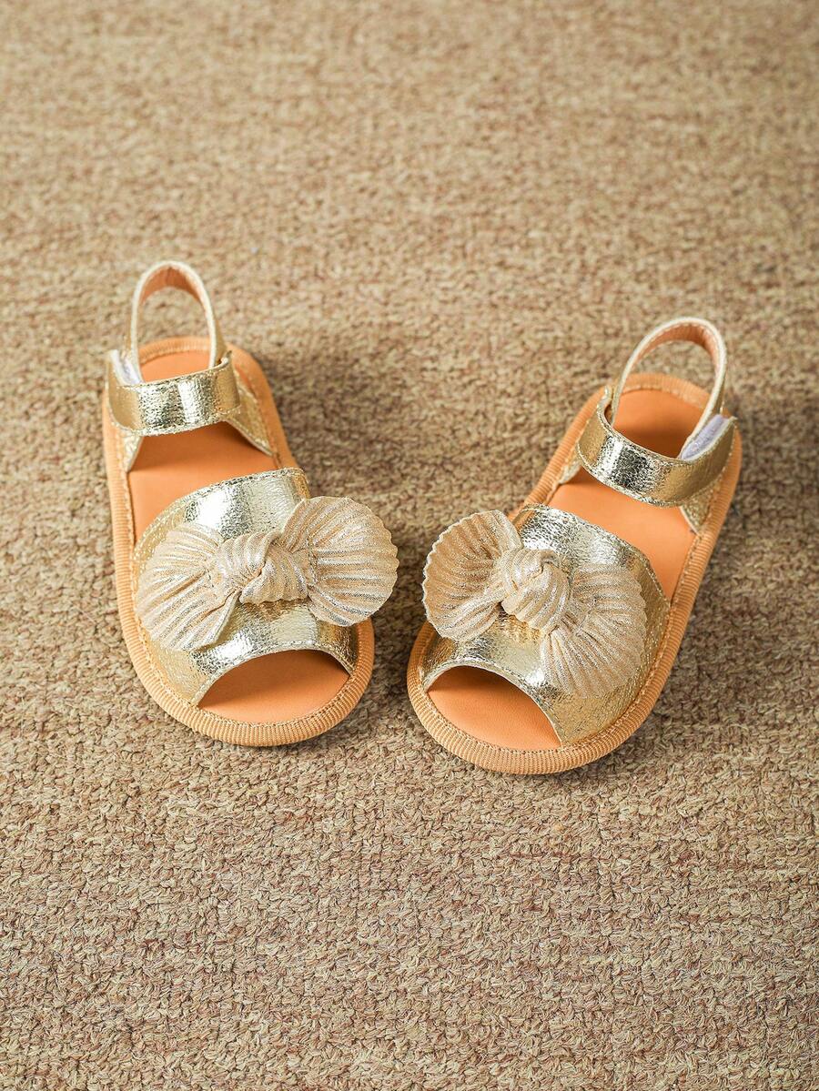 Cute Baby Sandals, Newborn Girls Summer Shoes, Children Flat Shoes, Infant Girls Gold Color Sandals - Gold - View 1