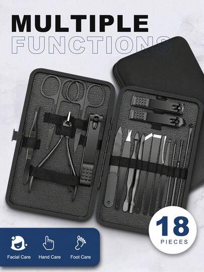 Stainless Steel Nail Clippers Set,Sharp Manicure/Pedicure Kit With Cutters, Scissors & Nail File,Portable Travel Grooming Tools For Men/Women,Great For Valentine's Day & Father's Day Gifts