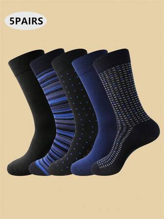 Calcetines de caballero clásicos con rayas, lunares, patrón cuadrado, calcetines planos, calcetines casuales, calcetines hasta el tobillo, calcetines de media caña, para todas las estaciones