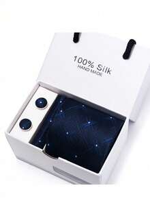 4pcs Men Tie Set Silk Solid Necktie And Pocket Square Cufflinks Classic Formal Ties For Men Wedding Party - Men - View 8