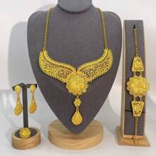 5pcs Luxury Bridal Jewelry Set With Earrings, Necklace And Ring, Suitable For Weddings, Ceremonies, Parties