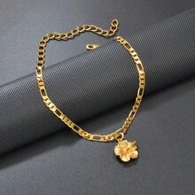 1 pièce Bracelet de cheville hawaïen avec hibiscus pour femmes, bijoux plaqués or, chaîne de pied à la mode pour accessoires d'Afrique