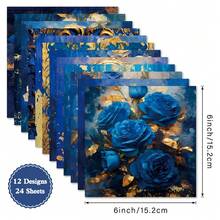 Deep Blue Rose Decorative Paper, Suitable For Wall Decor - Multicolor - View 5