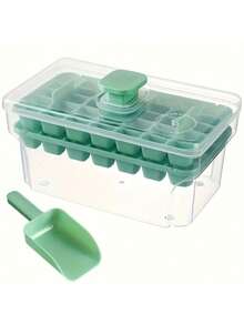 1 件随机颜色双层压冰格带储物盒 - 快速冷冻制冰机，适用于啤酒、鸡尾酒和新鲜水果浸泡水，耐用塑料厨房工具，绿色和黄色，冰块模具