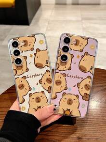 Cute Capybara Cartoon Characters Printed Transparent Phone Protective Case Cover Compatible With IPhone Galaxy Waterproof Shockproof Anti-Fall Scratch Resistant Spring Gift,International Version, Not The Domestic Version - Multicolor - View 2