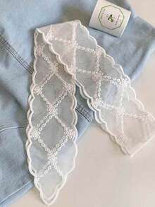 1件优雅蕾丝刺绣围巾头带蝴蝶结发箍，飘逸甜美造型头巾发带吸汗带，秋冬季女士度假装扮发饰，柔软头巾 - 彩色 - 查看 11