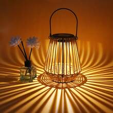 1 件太阳能藤条灯 - 家庭、餐厅、咖啡厅和茶馆装饰、太阳能吊灯花园装饰、户外装饰灯、手工藤条灯罩太阳能灯、客厅、书房、旅馆、餐厅、咖啡厅 - 手工纹理灯饰，适用于万圣节、圣诞节、婚礼等氛围装饰和礼物 - 彩色 - 查看 2