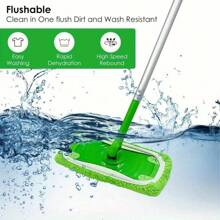 8-Piece Durable Green Polyester Mop Replacement Pad - Highly Absorbent Washable Reusable Cloth Pad, Suitable For Wet/Dry Cleaning, Elastic Band Design Suitable For Most Mops, High-Quality Household Cleaning Products