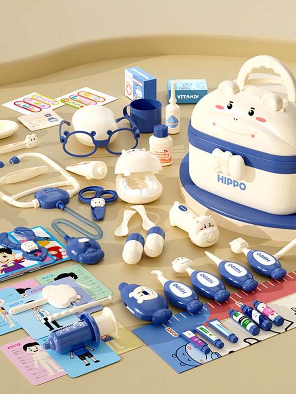 1 set de rôle d'infirmière/médecin pour enfants avec des accessoires hippopotame aléatoires, des motifs, des couleurs, des tailles et un emballage