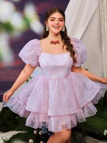 Faeriesty Abito da principessa romantico per la primavera/estate di Faeriesty con gonna in tulle arricciata - perfetto per appuntamenti in giardino, picnic e eventi estivi