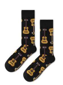 1 Pair Guitar Printed Mid-Calf Socks, All Season - Multicolor - View 3