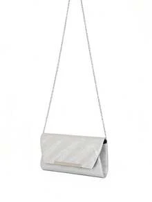 New Fashion Envelope-Style Clutch Bag, Lightweight Luxury Handbag For Wedding/Party - Silver - View 1