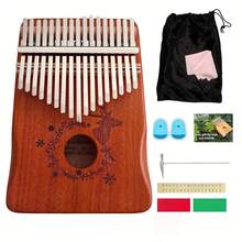 Kalimba Thumb Piano, Portable 17 Keys Mbira Finger Piano, Musical Instruments Gift For Adult Beginners, Music Lovers - Brown - View 1