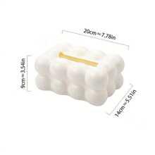 全新简约PP材质大容量纸巾盒，弹簧设计，方便抽纸，奢华纯色防水防污纸巾盒，球形塑料纸巾收纳盒，适用于家居装饰，适用于卧室、客厅、汽车、厨房配件 - 白色 - 查看 5