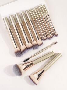 MAANGE 15pcs Professional Soft Aluminum Tube Makeup Brush Set,Soft Foundation Brush, Eyeshadow Brush, Eyebrow Brush, Blending Brush,Highlight Brush,Concealer Brush,Makeup Brush For Powder Liquid Cream,For Daily Use And Travel,Makeup Accessories Gifts For Friends ﻿ ﻿ ﻿ - 金色 - 查看 9