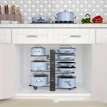 1pc Multi Layer Folding Sitting Pot Lid Rack, Multifunctional Double-Sided Pot Rack, Kitchen Small Tool - Multicolor - View 2