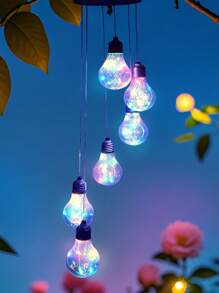 1pc Solar Wind Chime Light Bulb/Ball/Hummingbird, Polished Metal Finish, Energy-Saving With Nickel Battery, Easy Installation, Ideal For Bedroom, Wedding, Birthday, Party, Ramadan, Home & Garden Decor, Solar Wind Chimes Outdoor