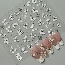 Lidankou Colorful 5D Butterfly Embossed Nail Stickers, Laser Effect Butterfly DIY Nail Accessories - Multicolor - View 4