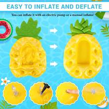 1 pieza Posavasos inflable, Soporte inflable para bebidas con diseño de piña, Hecho de material de PVC, Para fiestas de piscina en verano, Piscina, Cubo de hielo inflable - Multicolor - Ver 8