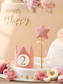 1pc Pink Fabric Star Magic Wand With Golden Ribbon - Ideal For Birthday Party Decor & Gifts, Versatile Holiday Accessory For Wedding Anniversar Party Decorations - Multicolor - View 4