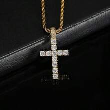 Huitan-collar largo de cadena trenzada de 60Cm para mujer/hombre, colgante de Cruz de circonia cúbica de lujo, regalo, accesorios de amor - XL1034 - Ver 5