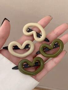 6pcs/3 Pairs Cute & Sweet Pink Heart Shape Hair Clips, Versatile Side-Bang Hair Accessories Bangs Clips, Random Colors